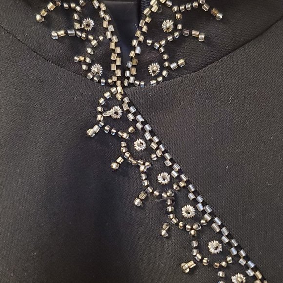 Evan Picone Petite Mandarin Collar Beaded Cocktail Dress - Picture 5 of 7